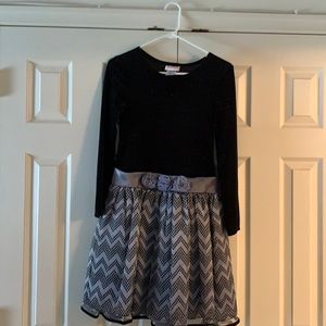 black and silver girls long sleeve dress